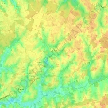 Topografische Karte Le Fay, Höhe, Relief