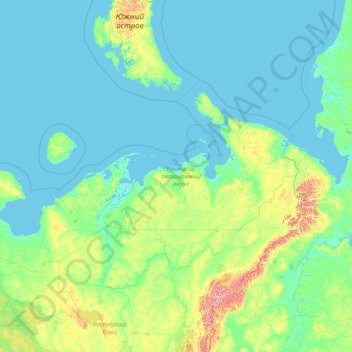Topografische Karte Polarrajon, Höhe, Relief