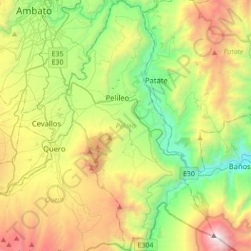 Topografische Karte Pelileo, Höhe, Relief