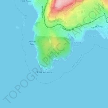 Topografische Karte Lighthouse Park, Höhe, Relief