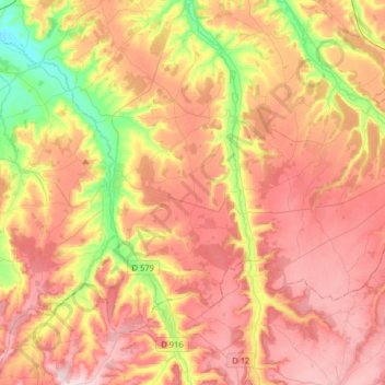 Topografische Karte Livarot-Pays-d'Auge, Höhe, Relief