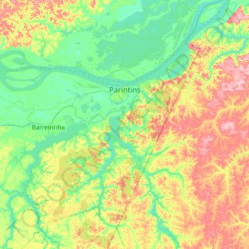 Topografische Karte Parintins, Höhe, Relief