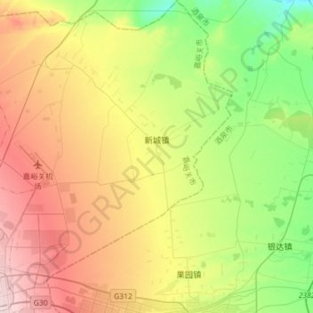 Topografische Karte Xincheng, Höhe, Relief