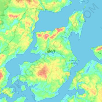Topografische Karte Mors, Höhe, Relief