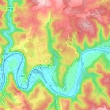 Topografische Karte Saint-Géry, Höhe, Relief