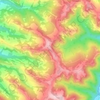 Topografische Karte Serravalle Langhe, Höhe, Relief