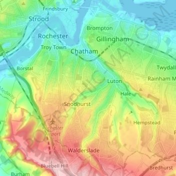 Topografische Karte Chatham, Höhe, Relief