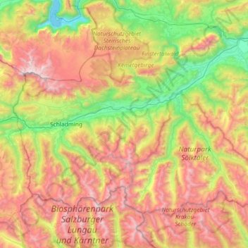 Topografische Karte Gröbming, Höhe, Relief