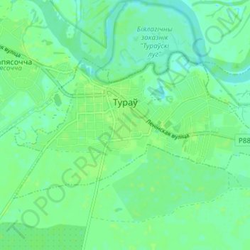 Topografische Karte Туров, Höhe, Relief