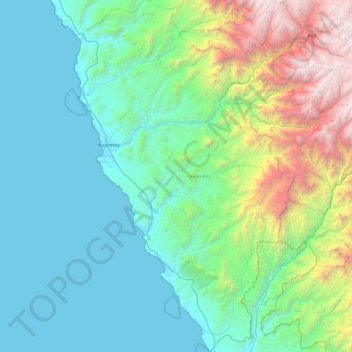 Topografische Karte Provincia de Huarmey, Höhe, Relief