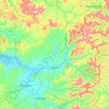 Topografische Karte Chone, Höhe, Relief