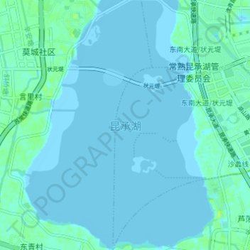 Topografische Karte 昆承湖, Höhe, Relief
