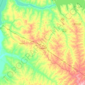 Topografische Karte Andradina, Höhe, Relief