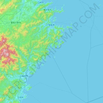 Topografische Karte Saiki, Höhe, Relief