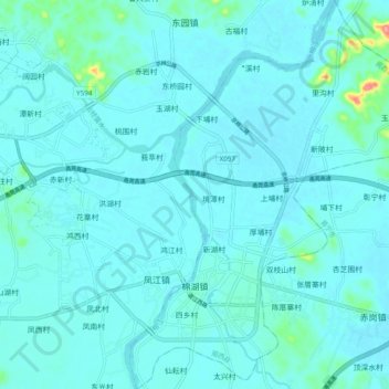 Topografische Karte 棉湖镇, Höhe, Relief