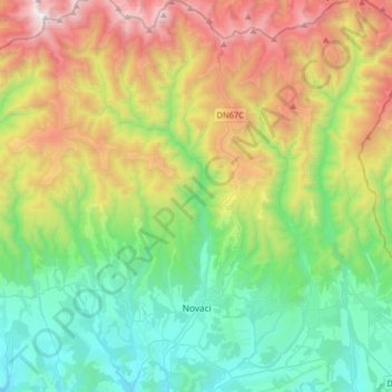 Topografische Karte Novaci, Höhe, Relief