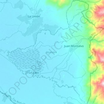 Topografische Karte Montalvo, Höhe, Relief