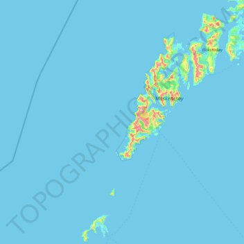 Topografische Karte Moskenes, Höhe, Relief