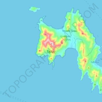 Topografische Karte Τήλος, Höhe, Relief