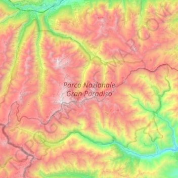 Topografische Karte Parc national du Grand Paradis, Höhe, Relief