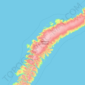 Topografische Karte Severny-eiland, Höhe, Relief