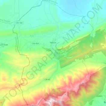 Topografische Karte Yabous ⵢⴰⴱⵓⵙ يابوس, Höhe, Relief