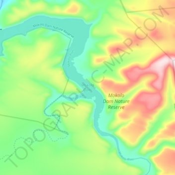 Topografische Karte Mokolo Dam, Höhe, Relief