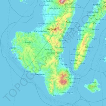 Topografische Karte Ost-Negros, Höhe, Relief