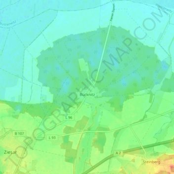 Topografische Karte Bücknitz, Höhe, Relief