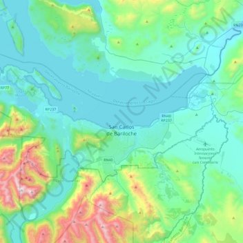 Topografische Karte Bariloche, Höhe, Relief