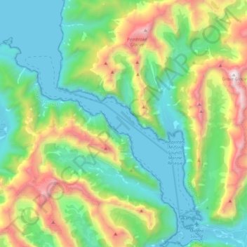 Topografische Karte Milford Sound / Piopiotahi, Höhe, Relief