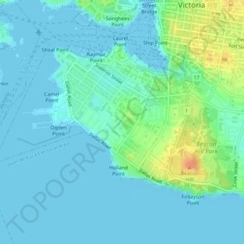 Topografische Karte James Bay, Höhe, Relief
