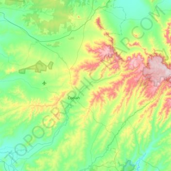 Topografische Karte Coolah, Höhe, Relief