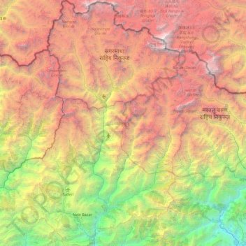 Topografische Karte Solukhumbu, Höhe, Relief