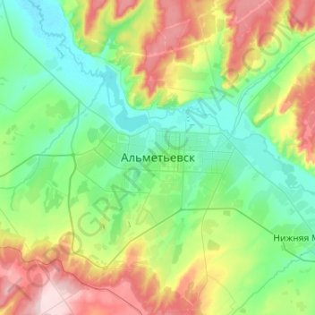 Topografische Karte Almetyevsk, Höhe, Relief
