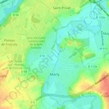 Topografische Karte Marly, Höhe, Relief
