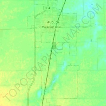 Topografische Karte Auburn, Höhe, Relief