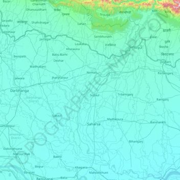 Topografische Karte Koshi, Höhe, Relief