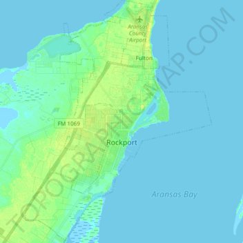 Topografische Karte Rockport, Höhe, Relief