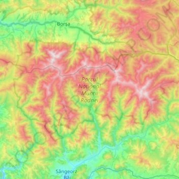Topografische Karte Parcul Național Munții Rodnei, Höhe, Relief