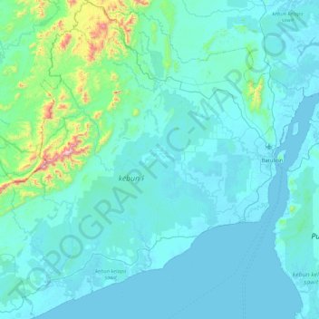 Topografische Karte Tanah Bumbu, Höhe, Relief