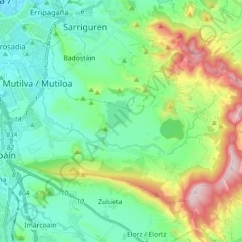 Topografische Karte Aranguren, Höhe, Relief