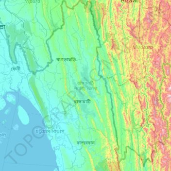 Topografische Karte Rangamati, Höhe, Relief