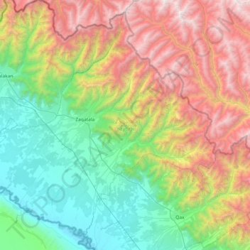 Topografische Karte Zaqatala, Höhe, Relief
