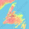 Topografische Karte Newfoundland, Höhe, Relief