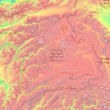 Topografische Karte Gorno-Badakhshan Autonomous Region, Höhe, Relief