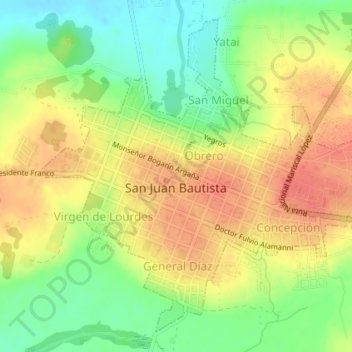 Topografische Karte San Juan Bautista, Höhe, Relief