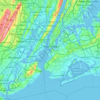Topografische Karte New York, Höhe, Relief