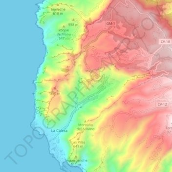 Topografische Karte Valle Gran Rey, Höhe, Relief