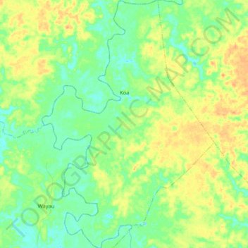 Topografische Karte Koa, Höhe, Relief